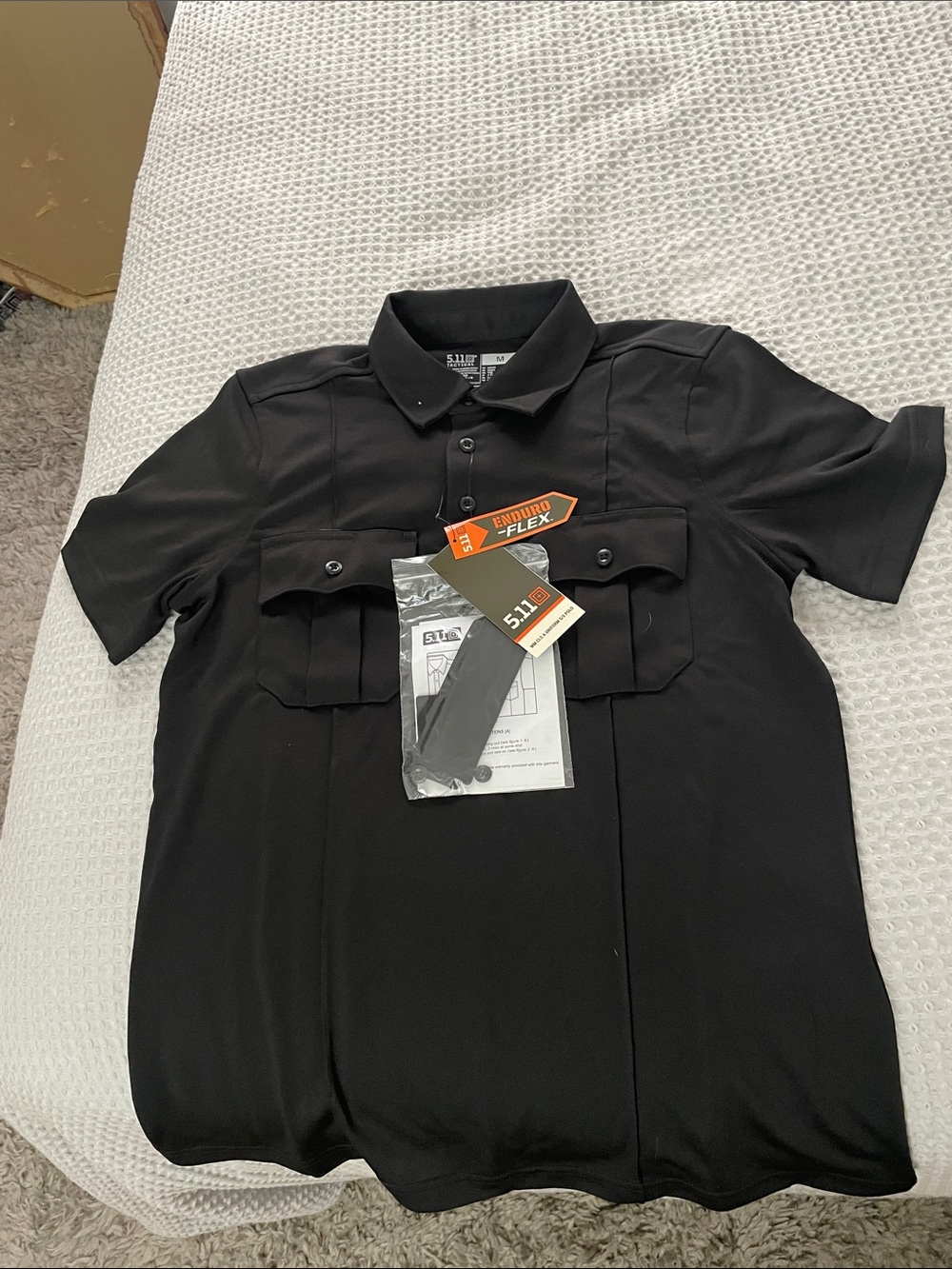 5.11 Tactical Black Men's Short Sleeve Polo with Dual Chest Pockets